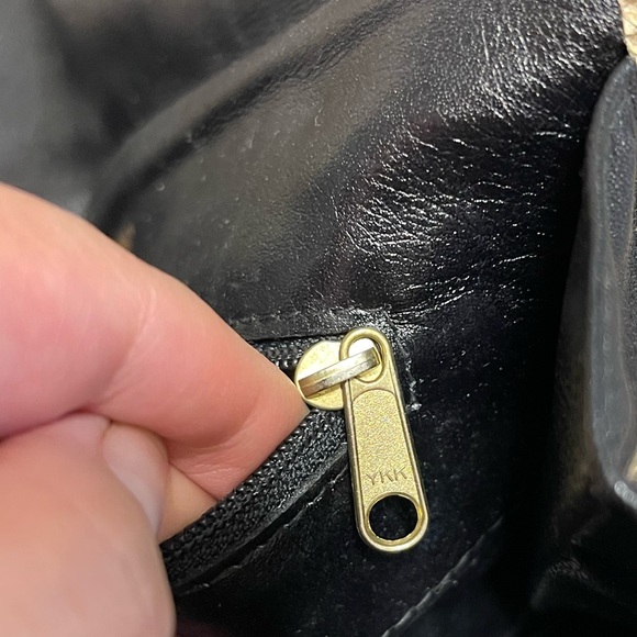 Vintage Yves Saint Laurent Black Leather Fold-Over Clutch with Snake Trim - Picture 9 of 10